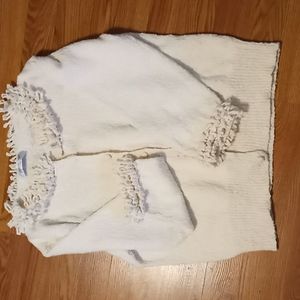 Coldwater Creek cream long sleeve cardigan button sweater. Fringed collar sz XL